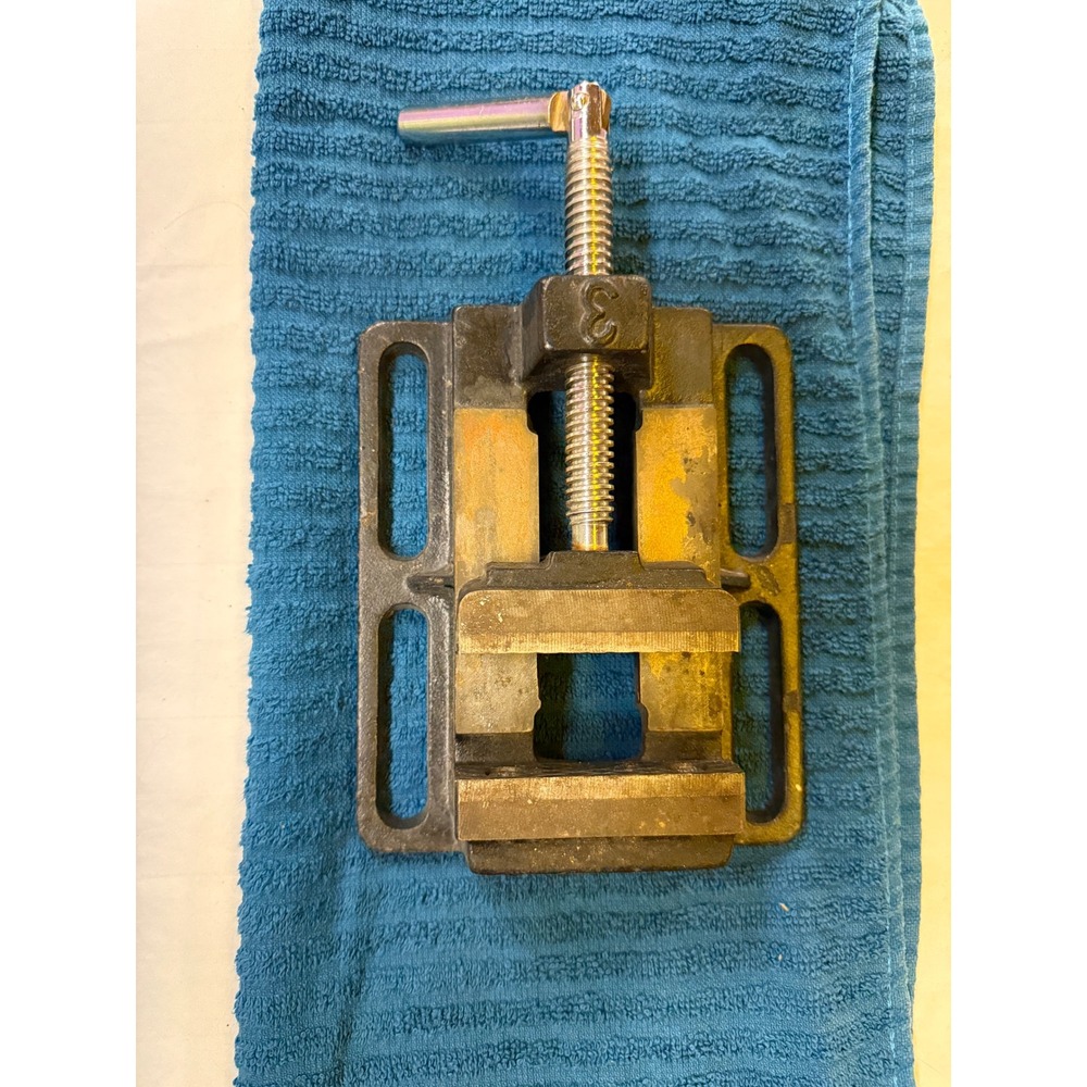 Vintage 3 Inch Cast Iron Drill Press Vise Made in Taiwan Heavy Duty Workholding